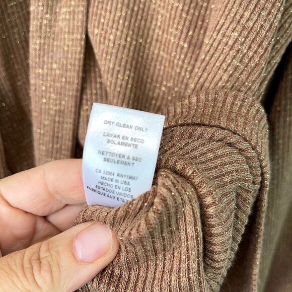 Rachel Pally Womens Blouse Brown Size Small S Lurex Knit Tie Front Top Viscose - Picture 12 of 12